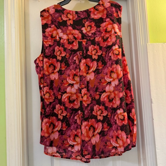 Talbots Pink & Purple Floral Sleeveless Blouse - Picture 3 of 7